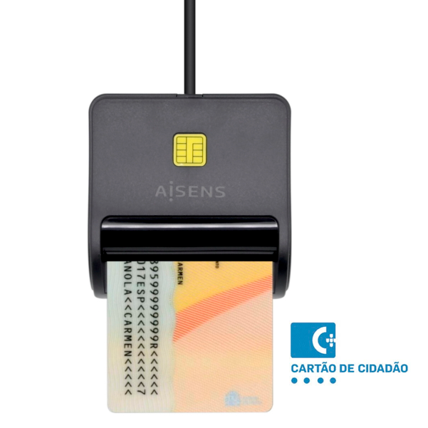 Leitor de cartões de cidadão AISENS com cartão inserido