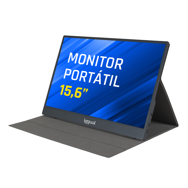 Monitor portátil 15,6 polegadas em capa preta dobrável