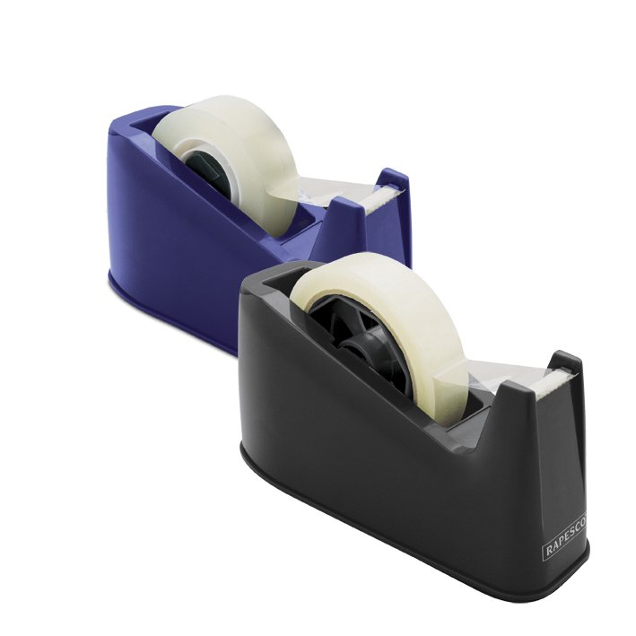 Suportes para fita adesiva preto e roxo com fita transparente