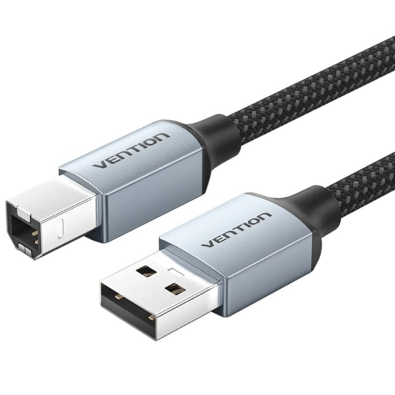 Cabo USB Vention com conetores tipo A e B e revestimento trançado preto