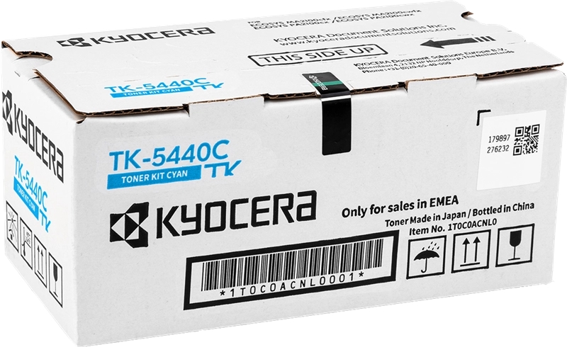 Caixa branca de toner Kyocera TK-5440C ciano com texto e códigos