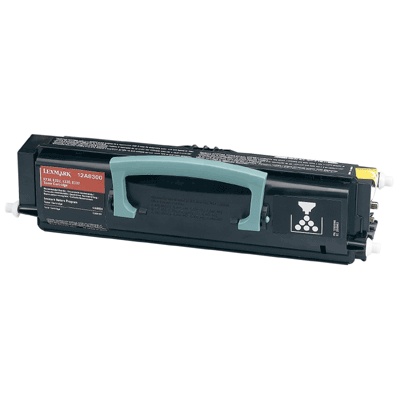 Toner Lexmark 12A8300 preto com pega azul e etiquetas visíveis