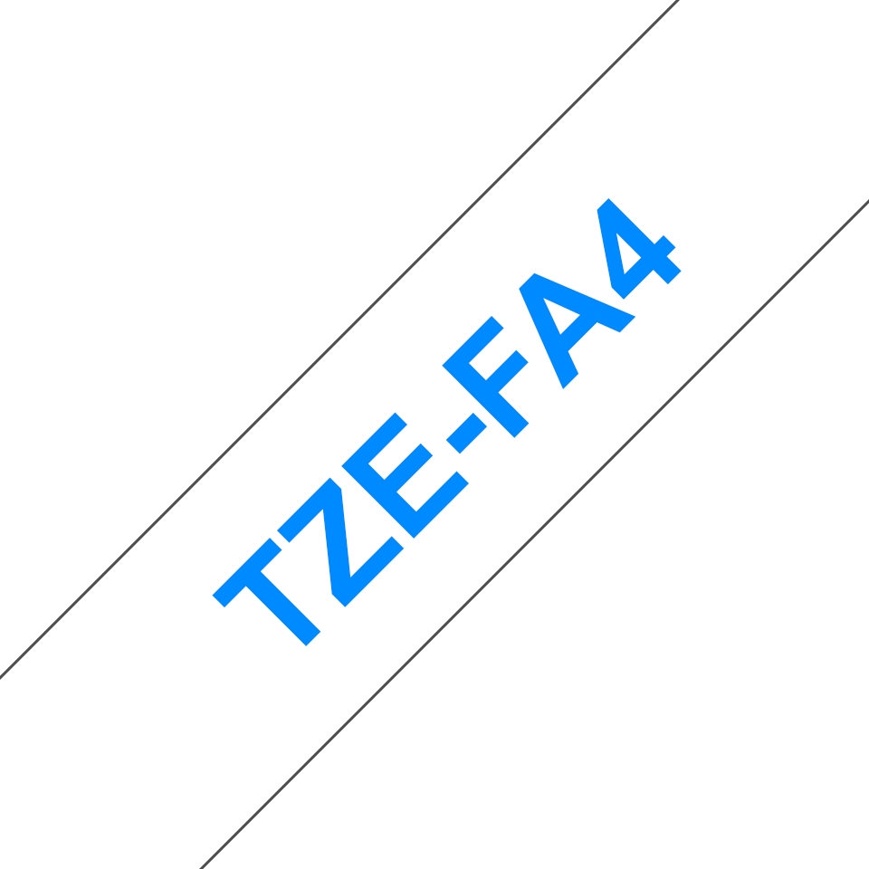 Etiqueta adesiva branca com texto azul TZE-FA4