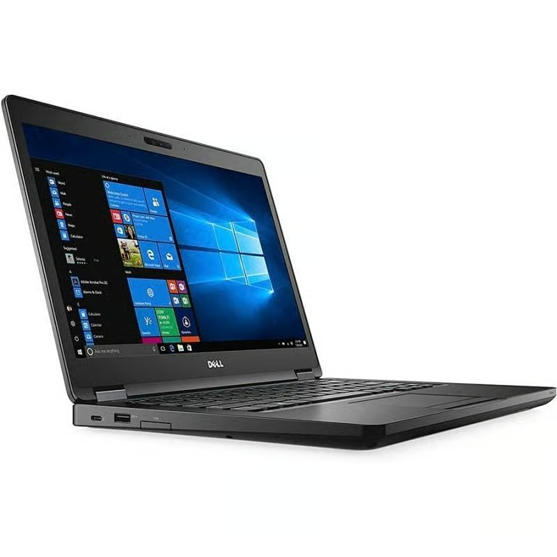 Computador portátil Dell preto com ecrã ligado mostrando Windows 10