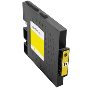 Cartucho de tinta preto R-CG31 com etiqueta amarela e branco
