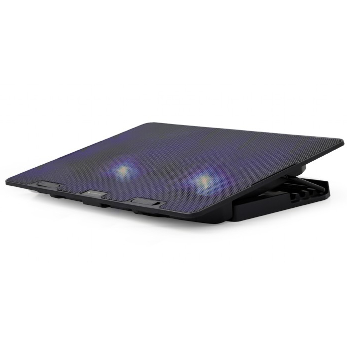 Base de suporte para laptop preta com ventiladores visíveis