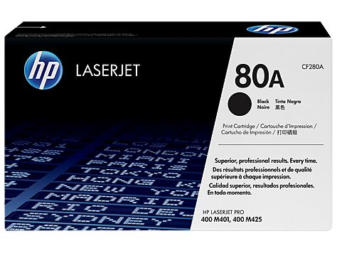 Embalagem de cartucho de impressão HP LaserJet 80A preto