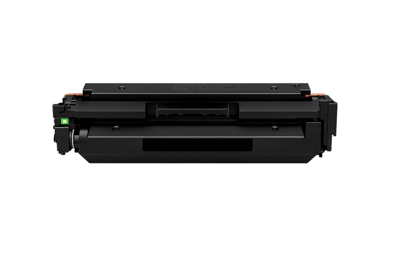 Toner de impressora preto com detalhe verde