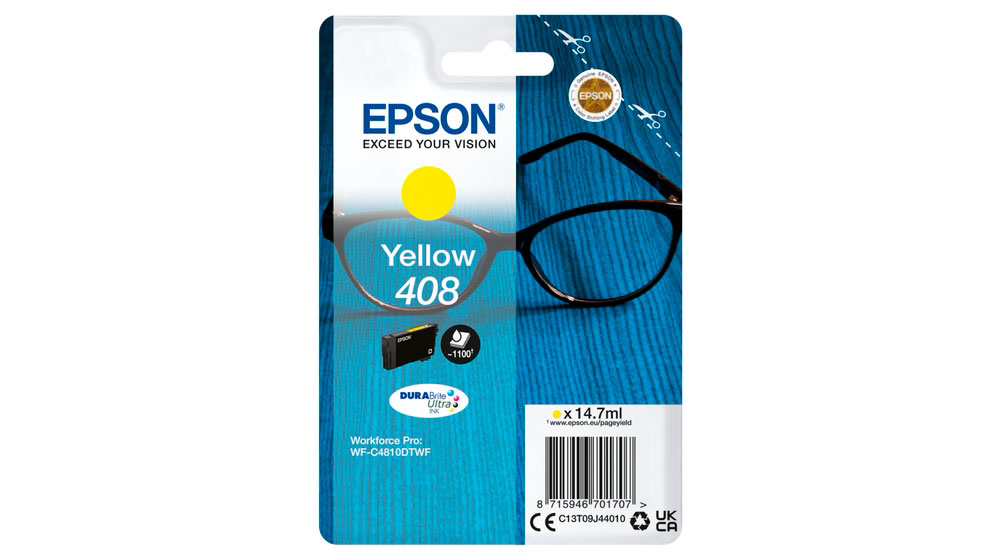 Embalagem cartucho tinta Epson amarelo 408 para impressora Workforce Pro
