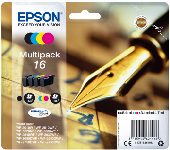 Embalagem de tinteiros Epson Multípack 16 com quatro cores para impressoras