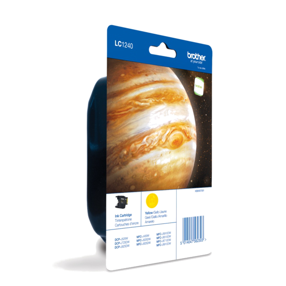 Embalagem de tinta Brother LC1240 com imagem do planeta Júpiter