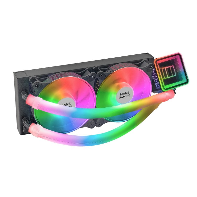 Sistema de refrigeração líquida RGB para computador com ventoinhas e tubos iluminados
