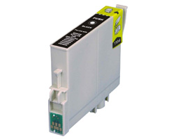 Cartucho de tinta preto para impressora com etiqueta amarela e preta