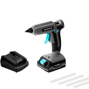 Pistola de cola quente recarregável Cecoraptor com base e bastões de cola