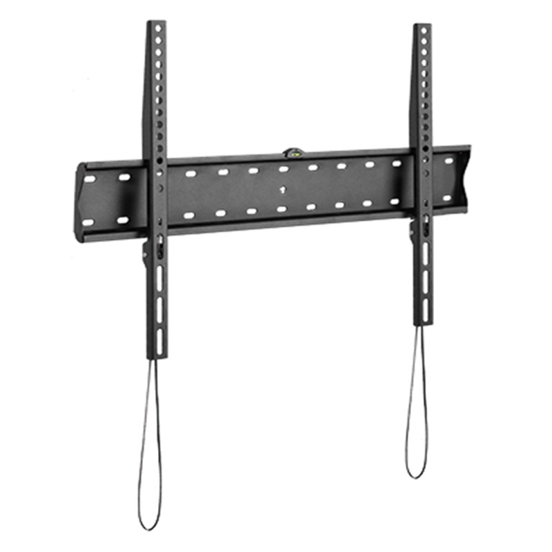 Suporte de parede preto para televisão com alças de segurança