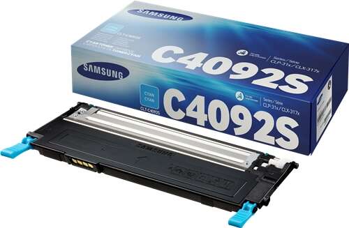 Cartucho de toner Samsung C4092S ciano com embalagem azul e branca