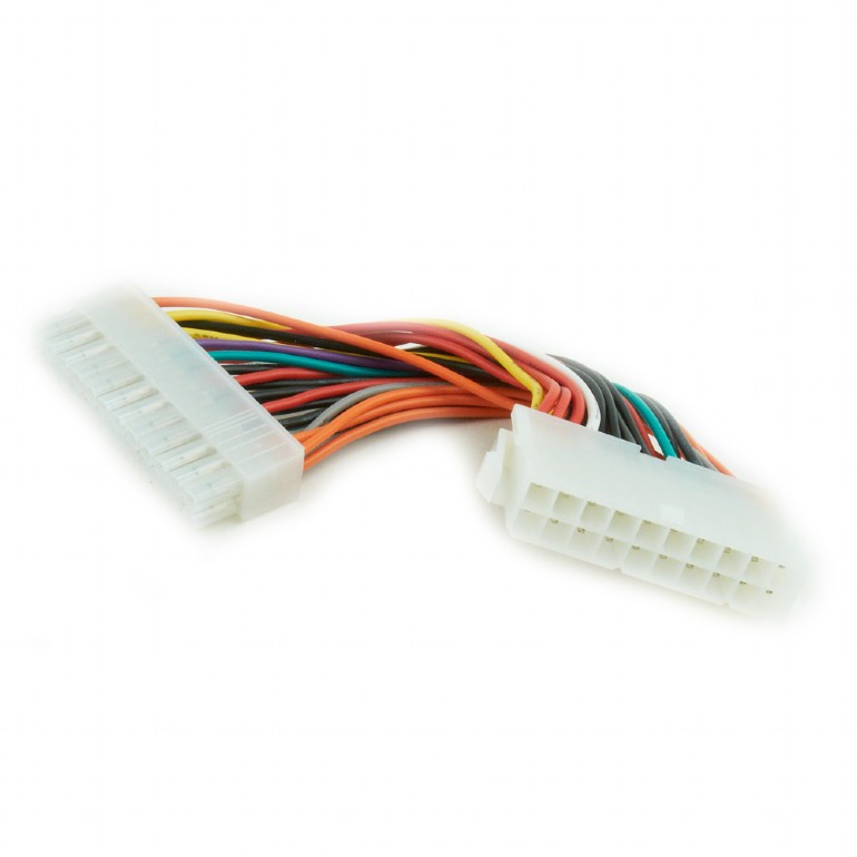 Cabos eletrónicos com conectores de plástico e fios coloridos