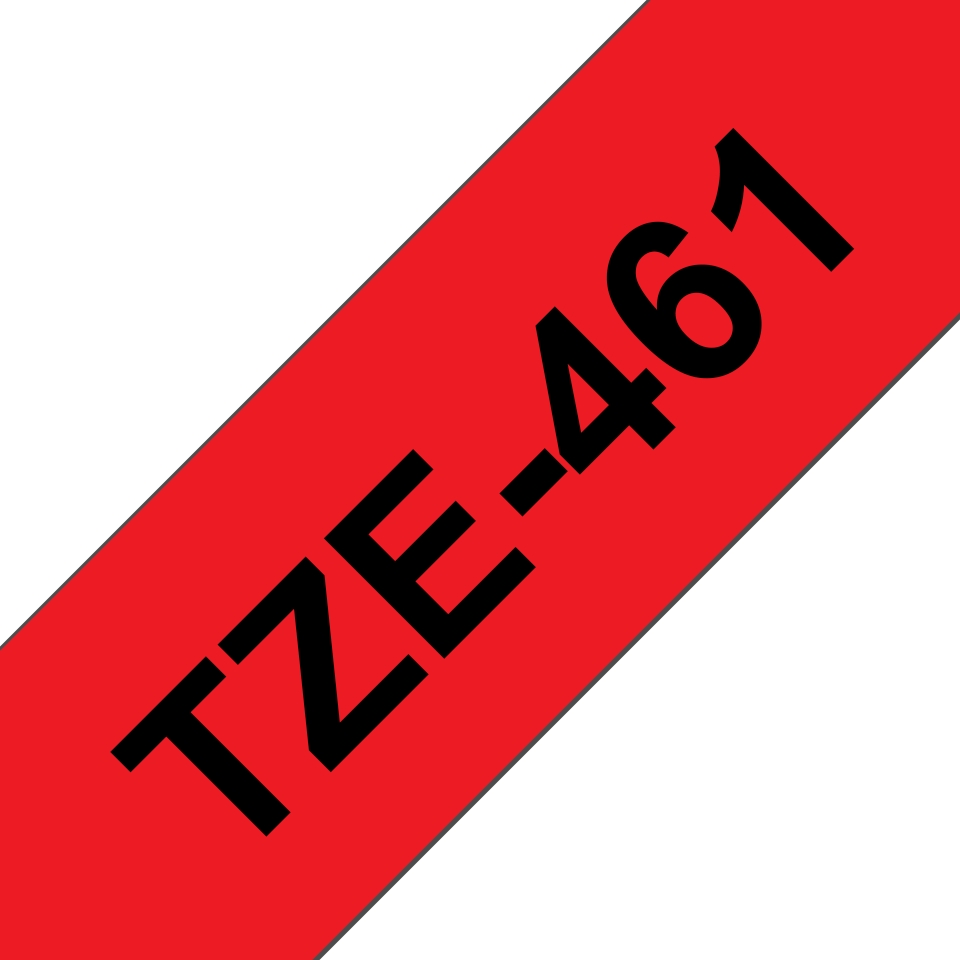 Etiqueta vermelha com texto TZE-461