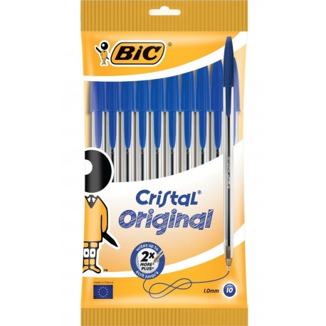 Pacote com 10 canetas esferográficas BIC Cristal Original azul