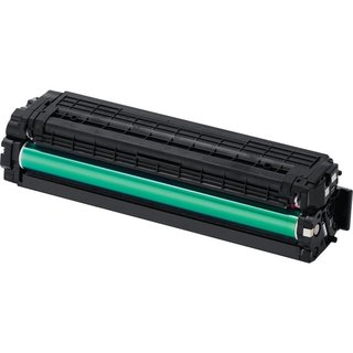 Toner preto de impressora com cilindro verde e estrutura plástica preta