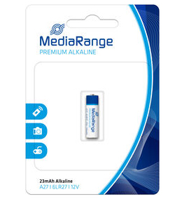 Pilha alcalina MediaRange em embalagem branca e azul