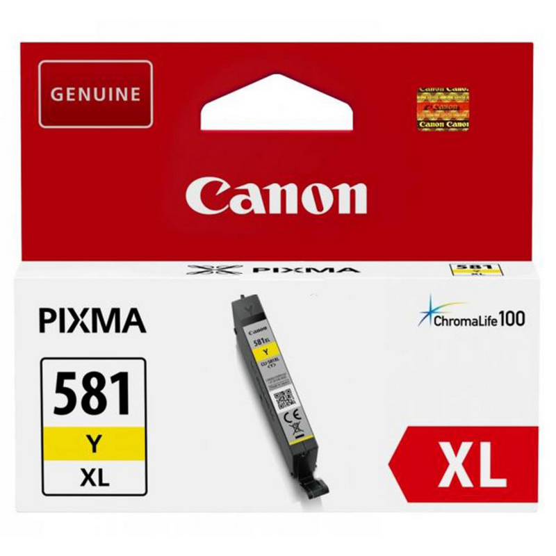Embalagem de tinteiro Canon PIXMA 581 Y XL amarela