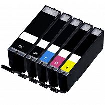 Conjunto de cinco tinteiros para impressora com cores preta, ciano, magenta e amarelo
