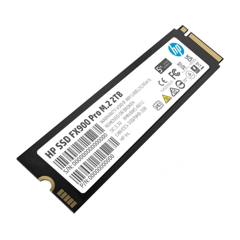 Disco SSD HP FX900 Pro M.2 2TB com etiqueta.