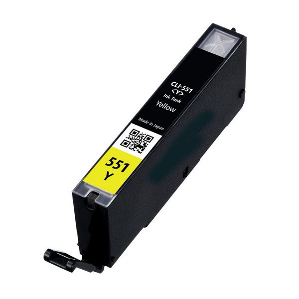 Cartucho de tinta amarelo para impressora com etiqueta preta e amarela