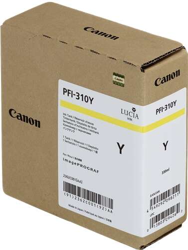 Caixa de tinteiro Canon PFI-310Y amarela para impressora