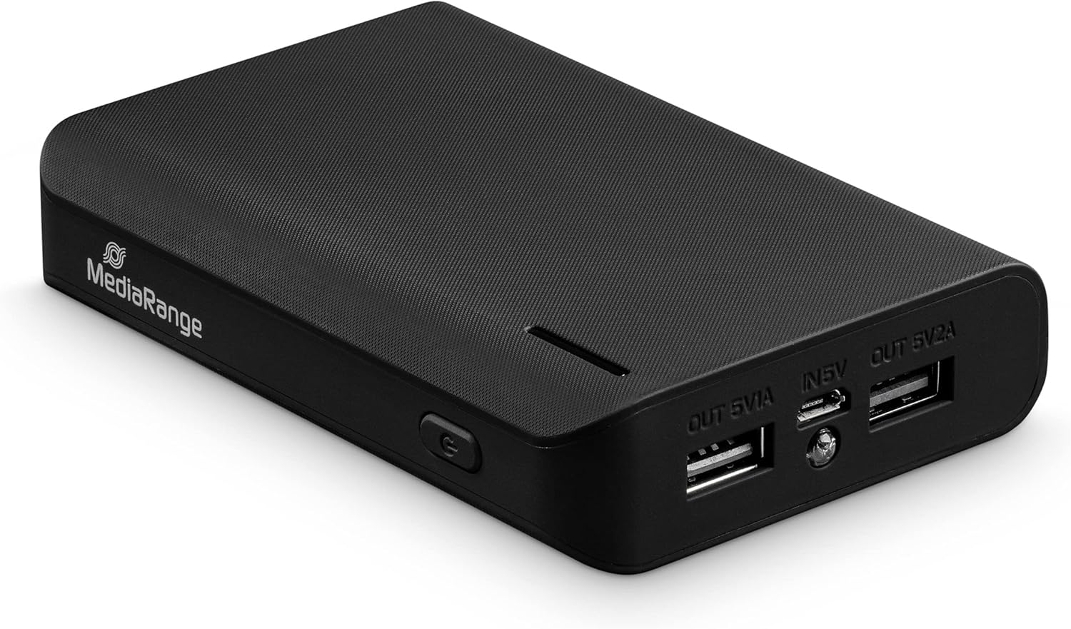 Carregador portátil preto MediaRange com portas USB e botão lateral