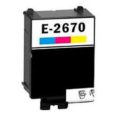 Cartucho de tinta preto para impressora com etiqueta E-2670 e faixas coloridas