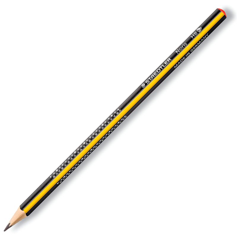 Lápis Staedtler Noris HB preto e amarelo com texto visível