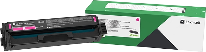 Toner Lexmark colorido com caixa verde, branca e preta