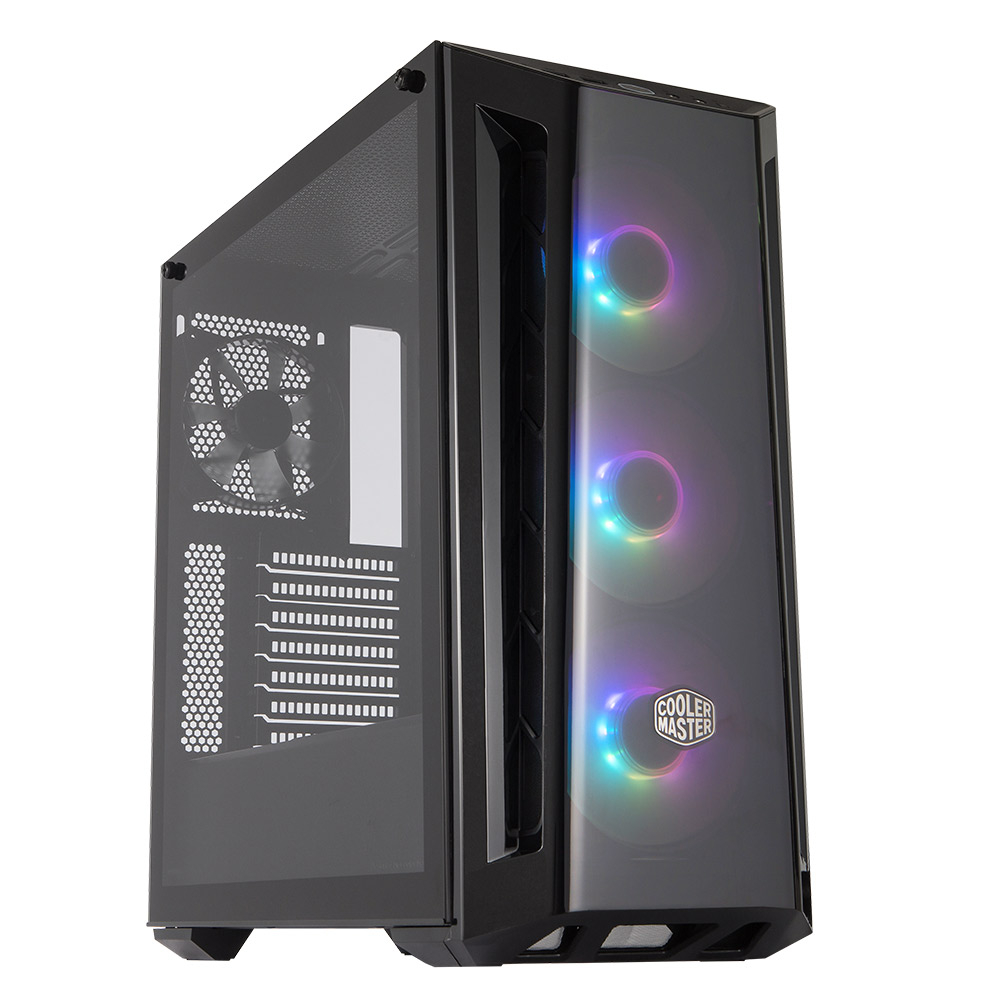 Caixa de computador Cooler Master com ventoinhas RGB e painel em vidro temperado