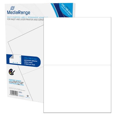 Embalagem de etiquetas autocolantes MediaRange brancas 210 x 148,5 mm
