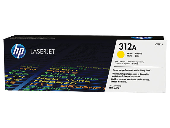 Caixa de cartucho de impressão HP LaserJet 312A amarelo para impressora