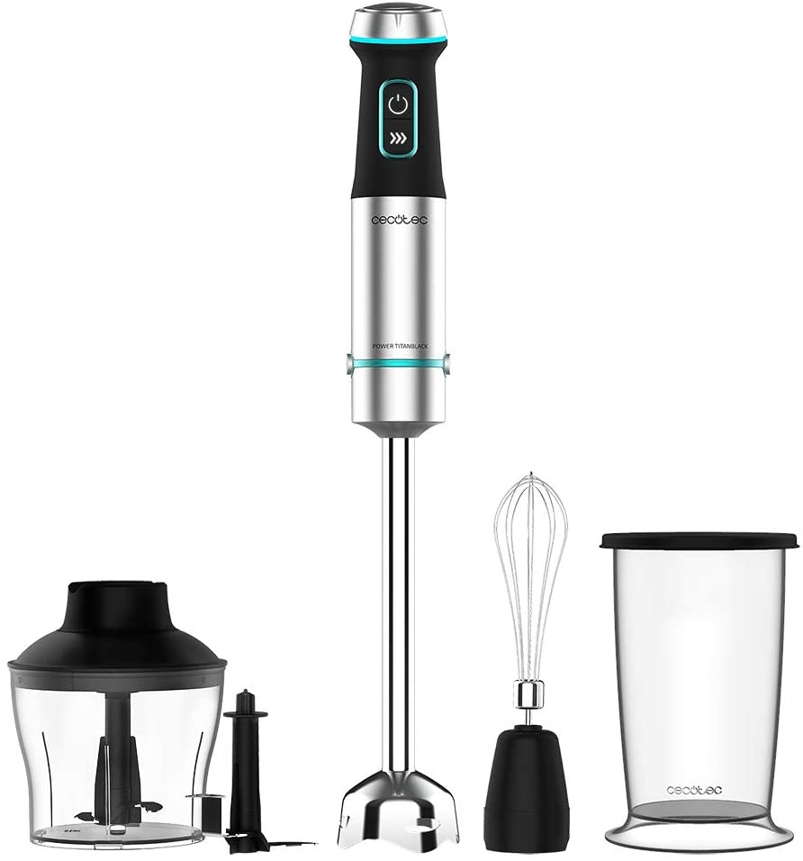 Conjunto de varinha mágica Cecotec Power Titanium com acessórios em fundo branco