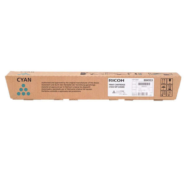 Caixa de cartucho de impressão Ricoh cyan em cartão reciclado