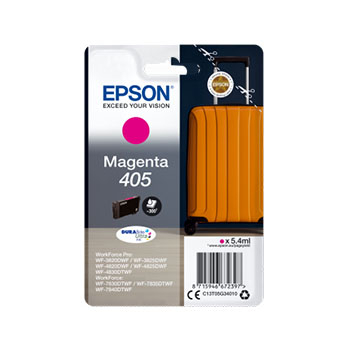 Cartucho de tinta Epson Magenta 405 laranja na embalagem