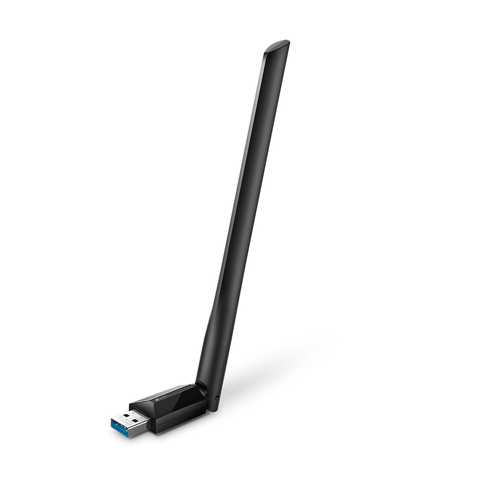 Antena Wi-Fi USB preta com conector USB 3.0 azul