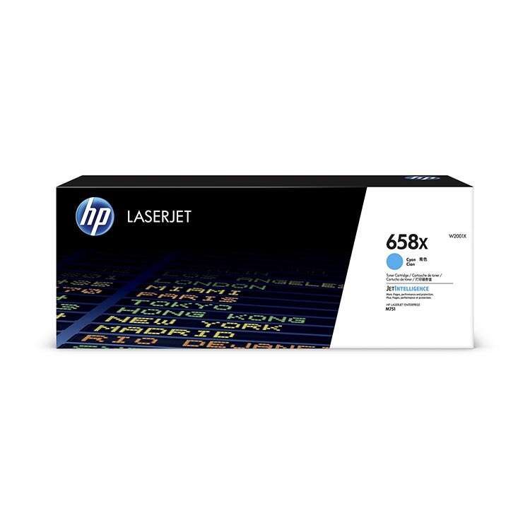 Caixa de cartucho de toner HP LaserJet 658x cor ciano