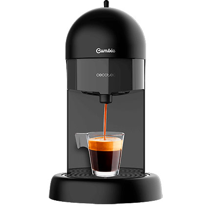 Máquina de café expresso Cecotec Cumbia preta com copo de vidro