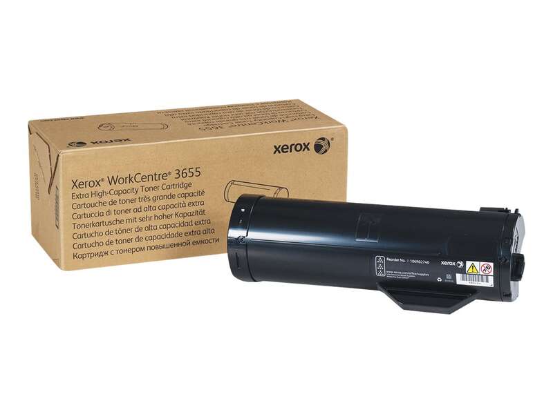 Cartucho de toner preto Xerox WorkCentre 3655 com caixa de cartão castanha