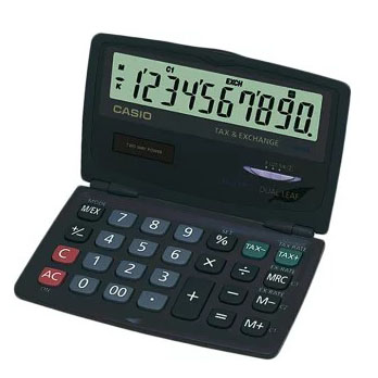 Calculadora preta Casio de bolso com visor LCD