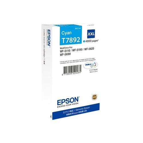 Caixa de tinteiro Epson Cyan T7892 XXL para impressora