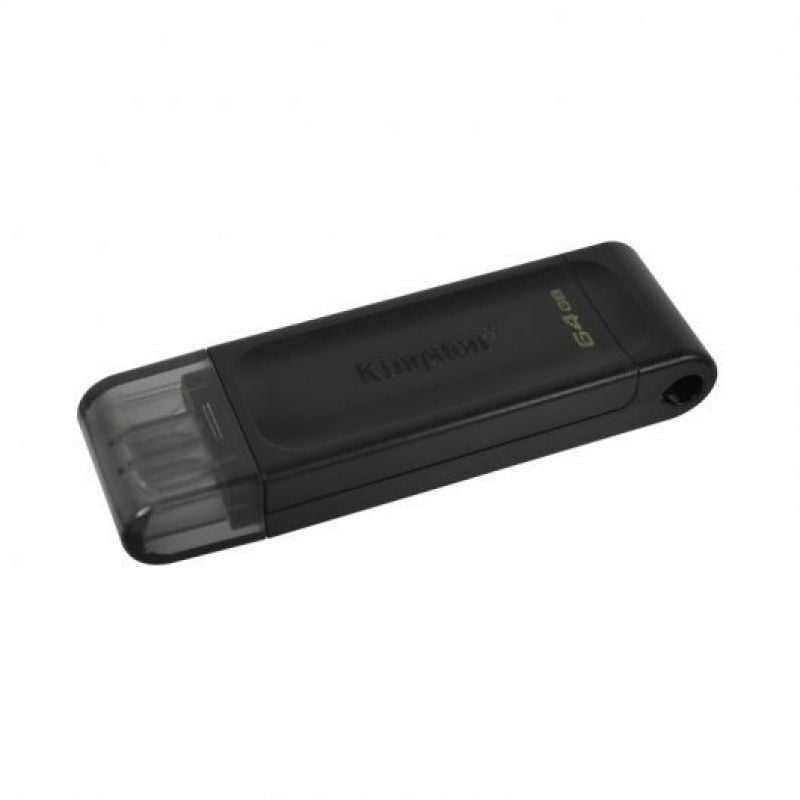 Pen drive Kingston preto de 64 GB com tampa transparente