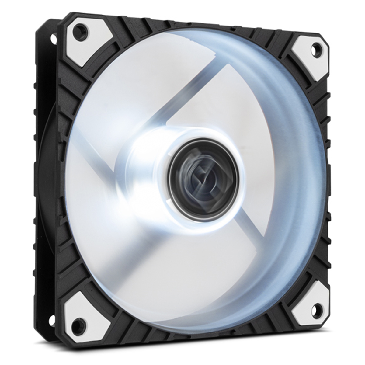 Ventoinha de computador com LEDs azul e moldura preta