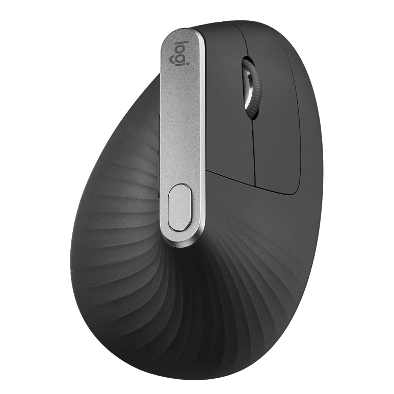 Rato de computador preto com detalhes cinza prateado e textura ondulada