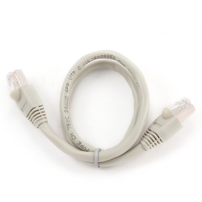 Cabo de rede ethernet cinzento com conectores RJ45
